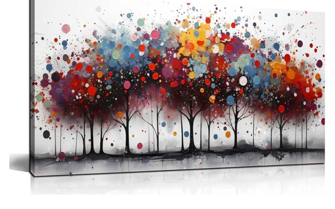 Tree Art Wall Decor for Bedroom - Abstract Wall Canvas Art for Office - Colorful Pictures Wall Art for Living Room Size 20" x 40"