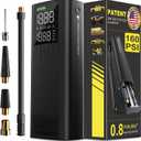 BBD Car Tire Inflator Portable Air Compressor, 0.8 Min Full Inflation 160 PSI Digital Electric Auto Air Pump with Pressure Gauge, Type-c Charging Cable, Emergency LED Light for Car Bike Balls Motorcycle