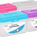 Emraw Index Card Holder 3 x 5 Index Card Case Holds up to 250 Cards Ideal for Filing Notes, Addresses & Recipes, Grey, Pink, Purple, Blue  (Pack of 4)
