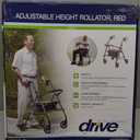 Drive Medical RTL10261RD Foldable Rollator Walker with Seat - Adjustable Handles and Seat, Red