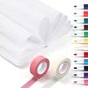 Sureio 18 Pcs Needlepoint Blank Canvas Kit, Include 4 Pure Cotton 18CT Blank Needlepoint Canvas 12x18 Inch, 2 Rolls Tape, 12 Markers for Needle Point Embroidery Knit Crochet Projects for DIY and Gifts