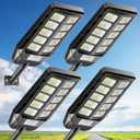 Solar Lights Outdoor, IP66 Waterproof Street Lights Outdoor, 6500K Dusk to Dawn Solar Security Flood Lights Motion Sensor with Remote Control for Yard, Entryway Garage, Porch 4 Pack, 1PACK