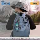 Solar Fan Hat Rechargeable 2 Detachable Solar Fans, Water-Repellent Wide Brim Bucket Hat, Outdoor Camping Hiking Golf Sun Hat (GrayscalePrinting)