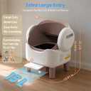 RPZ Self Cleaning Litter Box with APP, Automatic Litter Box for Cats Brown Open Entry for Large Cats, Tracks Weight & Visits, Touch-Stop Safety, Remote Cleaning, Large Waste Drawer