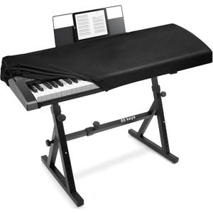 Explore Land Premium Piano Keyboard Dust Cover with Music Stand Opening - Stretchy Leather Protector for 61-88 Keys Digital Electronic Piano (Black,88)
