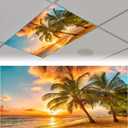 2 Pcs Fluorescent Covers for Ceiling Lights, Coconut Trees Magnetic Covers With 10 Magnets, Filters for School Classroom Home Office Drop Ceiling Lamp Decor 4 x 2 Feet (Color-16)