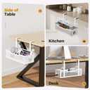 Under Desk Cable Management Tray White, Cinati Wire Organizers No Drill, Cable Tray with Clamp for Wire Management, Cord Organization Box for Office, Home - No Damage to Desk