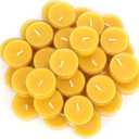 36 Packs Beeswax Tealight Candles- 4 Hour Burn Time Beeswax Candles Burn Evenly and Clean Bees Wax Candles Bulk Smokeless Beeswax Tea Lights for Relaxing Air Purification