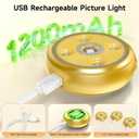 3 Pack Picture Light for Wall with 1200mAh Rechargeable Battery Operated Lights Remote Dimmable Timer Painting Light Magnetic 3 Adjustable Lighting RGB Modes Wall Decor Lights for Living(Gold)