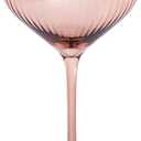 Mary Square 47876 Clear Rim 5 Ounce Durable Ribbed Glass Stemmed Coupe Champagne Cocktail Drink Beverage Cup, Bar Cart Accessory, Everyday & Party Drinkware, Kitchen Home Dcor, Rose Pink