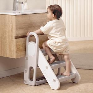 Mloong Kids Step Stool Foldable for Bathroom Sink, Easy Folding Non-Slip Bathroom Stool Toilet Potty Training, Adjustable Toddler Ladder Kitchen Counter Helper