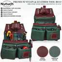 Nylon and Leather Tool Belt | Nylon Tool Pouch | Carpenter Tool Belt | Construction | Framers | Electrician Tool Belts | Drywall Tool Bags | Handyman | Electric (GREEN), 30 to 47 inches