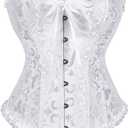 SZIVYSHI Corset Tops for Women, Bustier Shapewear Lingerie, Lace Waist Push Up Bodysuit (Small, White)