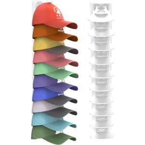 Hat Organizer for Baseball Caps Hold Up to 20 Hats, Hat Rack for Wall, Strong Adhesive Hat Storage Display Holder(White-1 Pack)