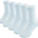 Marchare Boys Seamless Crew Socks School Dressy Socks Uniform Athletic Calf Sock For Kids (White)