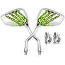 Pairs of Distinctive Skull Skeleton Hand Bike Mirror, Bicycle Mirrors for Handlebars with Mount Holder Clamp Adaptor 10mm for Scooter Moped Bike Standard Bike Motorcycle (Green)