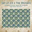 Faccito 24 Pcs Flower Tile Stickers 4x4 Inch Watercolor Retro Rustic Blue Turquoise Floral Peel and Stick Removable Adhesive PVC Tile Stickers Farmhouse Wall Decal for Kitchen Bathroom Backsplash