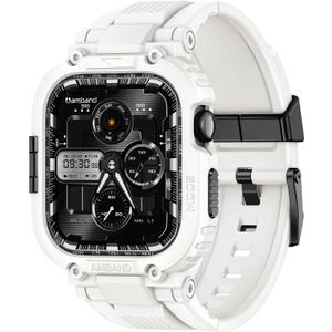 amBand Compatible with Apple Watch Series 11/10 42mm Bands Case for Men Women, M1 Sport Rugged Heavy Duty Protective Cover Tactical Strap Military Protector Bumper for iWatch Accessories - White