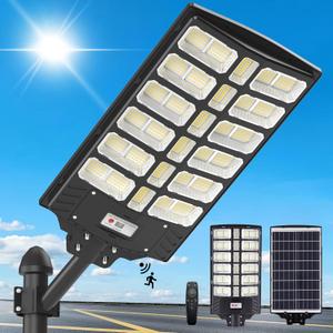 8000w Solar Street Lights Outdoor - Solar Lights Outdoor Waterproof Motion Sensor, 7000K Commercial Parking Lot Lights Dusk to Dawn, LED Street Lights Solar Powered Heavy Duty for Yard, Outside