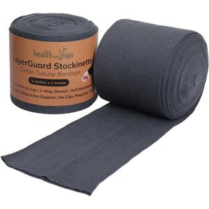 LayerGuard Cotton Stockinette Sleeve Roll, Stretchable Raw Cotton  Comfort wear, Sweat Absorbent Tubular Bandage  Prevents Residue Build up - Under-Over Cast Sleeve Bandage Wear (Grey, 3 Inch)