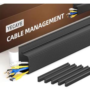 YECAYE 6x15.7in Cable Management, Cord Organizer, Cable Organizer, Adhesive Mount Cord Organizer for Desk, No-Drill Desk Wire Management for Home Office, Baby proofing, Black (94in)