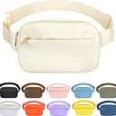 Fashion Fanny Bag-Waist Pack With Adjustable Belt Bag-Unisex Crossbody Pack For Travel Running Hiking-Beige
