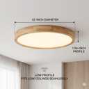 32 Inch Natural Wood Finish,Wood Flush Mount Ceiling Light