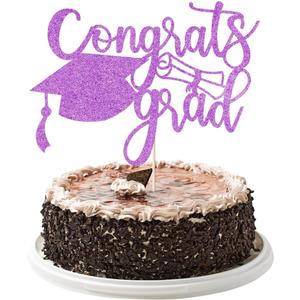 Congrats Grad Cake Topper, 2025 Graduation Cake Topper, Congrats Grad Decorations, 2025 High School/College/Senior Graduation Party Decorations Supplies. purple (Chroma-1)