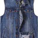 Denim Vest Men Plus Size Motorcycle Jean Vest Biker Sleeveless Jean Jacket | Big And Tall Oversized Vintage Distressed Lapel Collar Button-Up Sleeveless Outerwear Black Blue Retro Punk Cowboy Streetwear (Blue, 3XL)