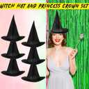 Tarpop 12 Pcs Witch and Princess Party Favors Witch Hat and Princess Crown Set for Galentines Birthday Party Decorations Gift