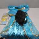 Mecamelon Arabian Princess Fancy Costume for Girls Halloween Dress Up (Wig Blue Set, 6 Years)