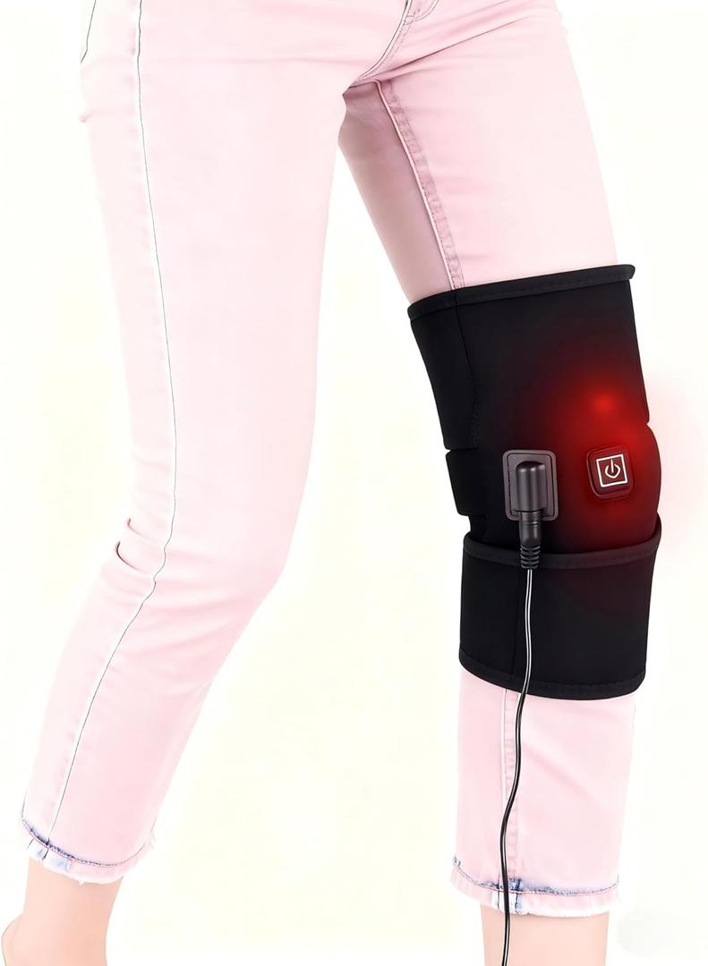 USB Heated Knee Wrap | Adjustable Thermal Brace for Arthritis & Joint Pain Relief, Portable Electric Heating Pad for Men & Women (Power Bank Not Included)