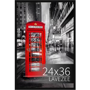 Lavezee 24x36 Poster Frame Black Display 24 x 36 Inch Photo Picture Frame for Wall, 24 by 36 Metal Frame for Wedding Christmas Birthday Thanksgiving Mother's Day