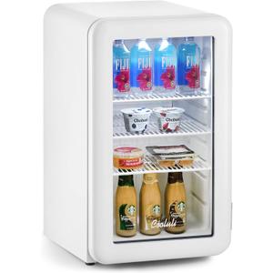 Cooluli Decor 2.4 cu ft Compact Mini Fridge with Glass Door - Small Refrigerator for Bedroom, Office, Dorm - Ideal for Soda Drinks, Beer (White)