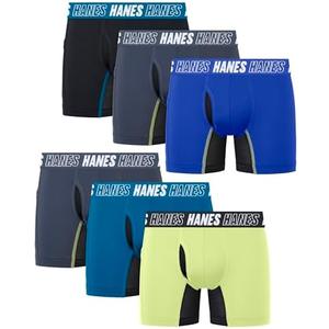 Hanes Moves Underwear, Anti-Chafe Boxer Briefs for Boys, 6-Pack M