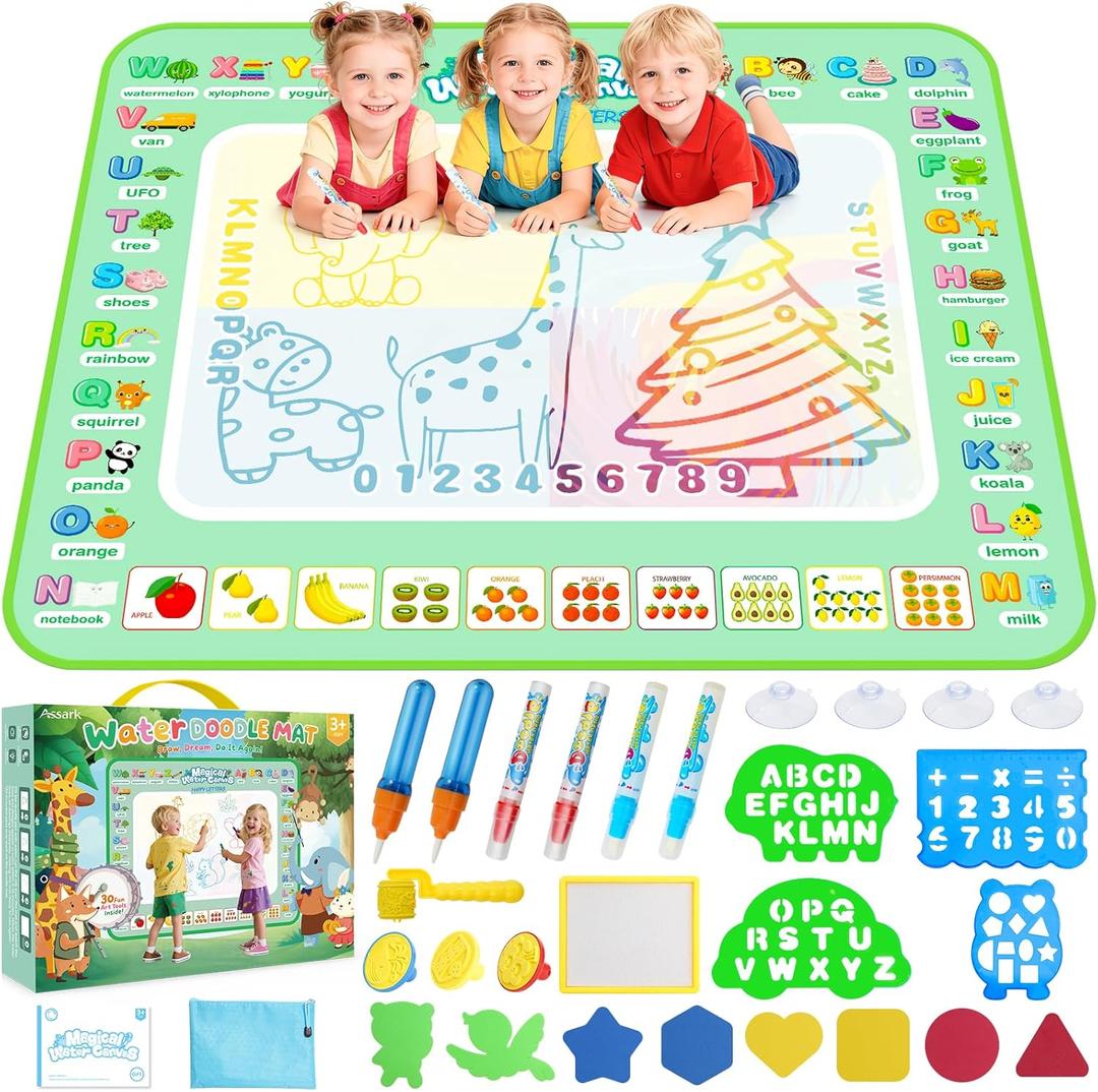 Water Doodle Mat 40 X 32 Inches Mess Free Coloring Magic Drawing Mat Toddlers Educational Toys,Birthday Christmas Gifts for 3 4 5 6 7 8 Years Old Boys Girls