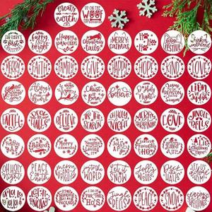 Christmas Stencils for Painting on Wood Slice,3" Small Christmas Stencils for Crafts Reusable Xmas Holiday Stencil for Tiered Tray Wood Sign Decor