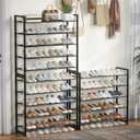 Stackable Shoe Rack for Closet, 8 Tier Metal Heavy Duty Shoe Storage Organizer,Large Capacity Shoe Shelf Max Holds 38 Pairs of Shoes,Sturdy and Stable, for Closet, Entryway,Garage，Black
