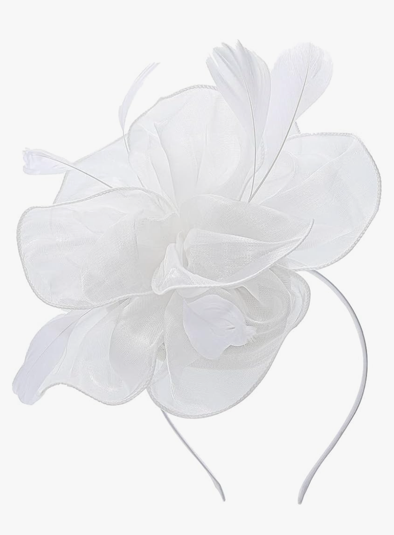 Fascinators Hat Feathers Cocktail Headband Tea Party Headpiece for Women White
