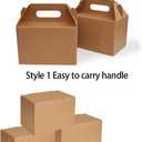 Happyhiram 30 CT 9x6x6 Large Box Lunch Boxes Cardboard Paper with Handles Kraft Brown, Gable Gift Boxes Party Favor Boxes Barn Style Carry Out Box Recyclable Packaging Boxes for Food Cookies Baby