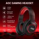 AOC Bluetooth Gaming Headset with Mic for PC, PS5/4, Nintendo Switch, 2.4GHz Wireless Gaming Headphones with RGB, USB-C, 7.1 Virtual Surround 20ms, Latency, 45H Playtime- Red