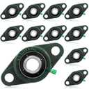 Threlaco 10 Pack UCFL204-12 Pillow Block Bearing 3/4 in Bore Shaft Flange Mount Ball Bearing Unit 2-Bolt, Self Aligning Cast Iron Housing, Set Screw Locking Style Flange Pillow Block