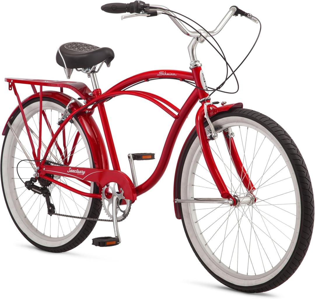 Schwinn Sanctuary 7 Cruiser Bike, 26 Inch Bike for Women and Men, 7-Speed Beach Cruiser Bicycle, Linear Pull Brakes, Comfortable Padded Seat, Upright Riding Position, Adult Bicycle