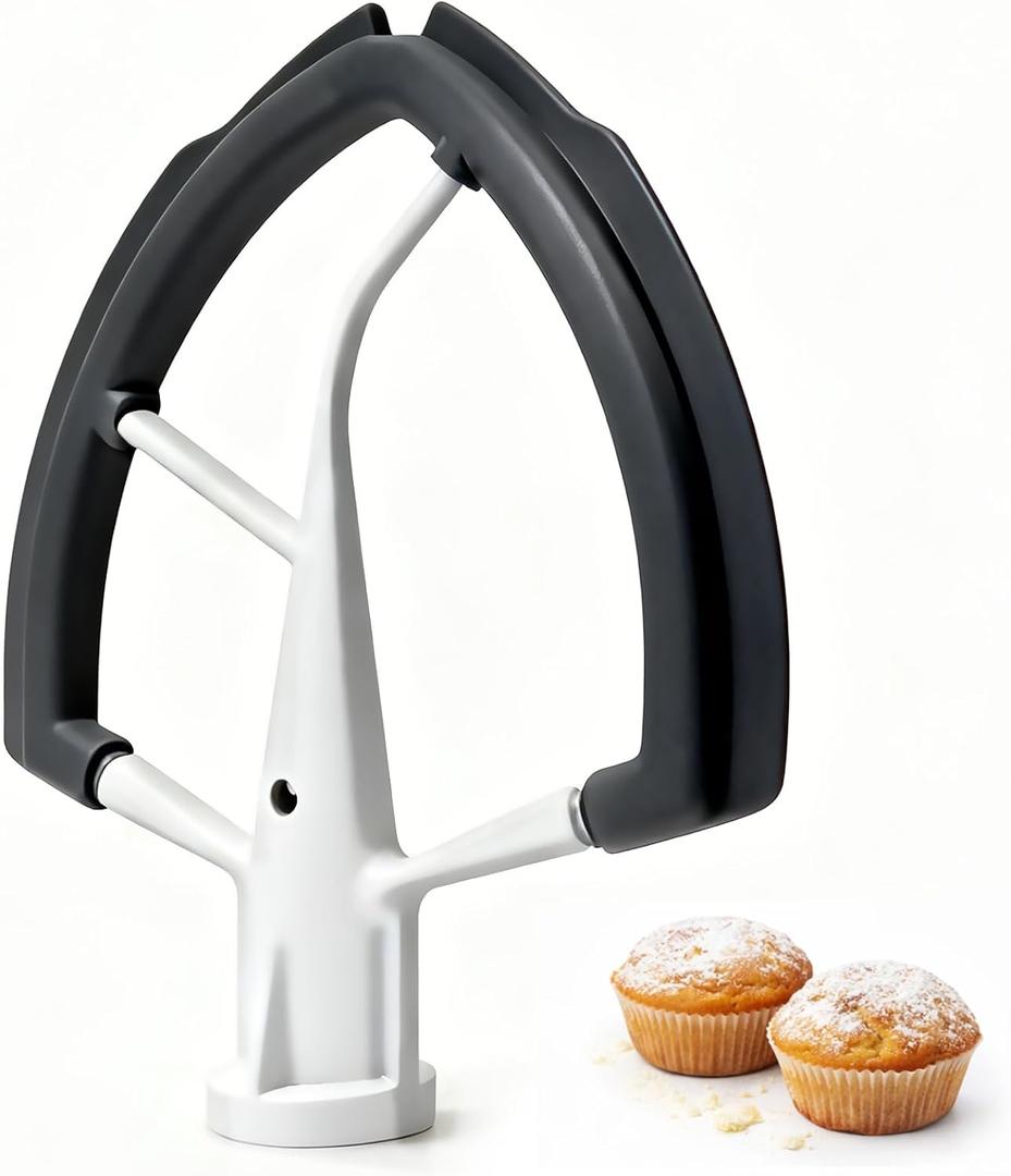 Flex Edge Beater Compatible with KitchenAid 5.5-6 Quart Bowl-Lift Stand Mixers, 6QT Paddle Attachment Replacement with Silicone Scraper, Heavy Duty Mixer Accessories, Dishwasher Safe