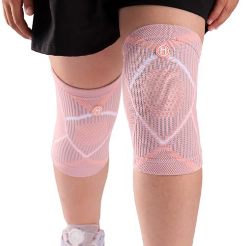 HUETIDE Kids knee brace for sports-Youth Knee Compression Sleeve for Kids,extra small knee support sleeve for pain Relief,Running,Workout, Arthritis,Recovery, Boys & Girls,1 Pair,Pink