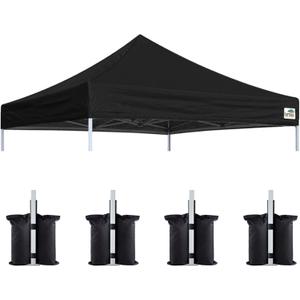 Eurmax USA New 10x10 Pop Up Canopy Replacement Canopy Tent Top Cover, Instant Canopy Top Cover ONLY, Choose 30 Colors,Bonus 4PC Pack Weight Bag (Black)