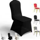 Black Banquet Chair Covers for Party 150 Pcs | Universal Polyester Spandex Chair Cover Stretch Slipcovers Ideal for Wedding, Parties, Dining Flat-Front Chair, Events Decor