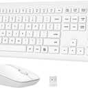 Wireless Keyboard and Mouse Combo, Full-Size Silent Ergonomic Keyboard and Optical Mouse, Long Battery Life, 2.4GHz Lag-Free Cordless Mice Keyboard for Computer, Mac, Laptop, PC, Windows(White)