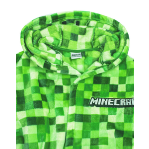 Minecraft Bath Robe for Boys, Teens Hooded Fleece Robe Cozy Loungewear Soft Nightwear Creeper Gamer Gifts for Kids (11-12 Years, Green)