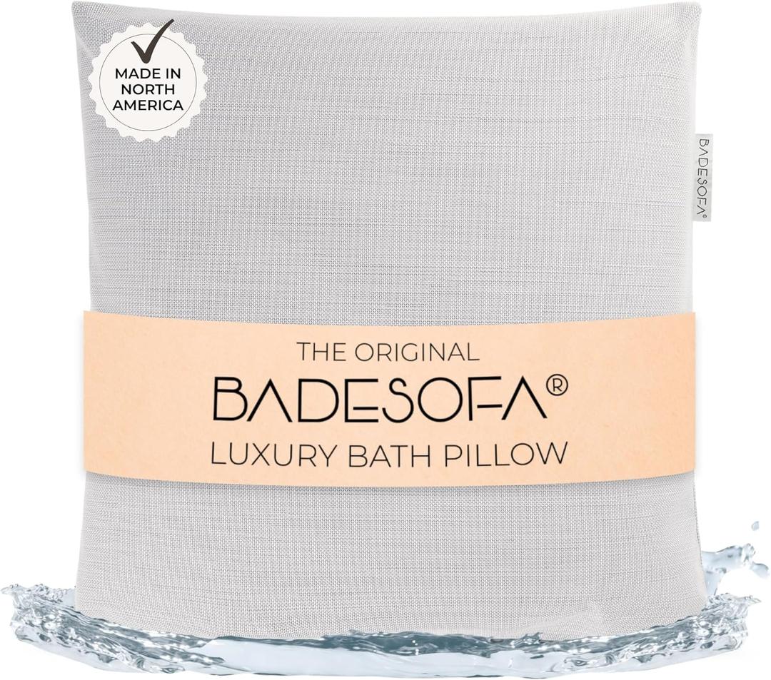 BADESOFA Luxury Bath Pillow M - Lusciously Soft & Comfortable Tub Pillow for Bathtub - Washable & Quick-Drying Bath Back Pillow - Non-Slip Full Body Tub Pillow - Luxury Spa Cushion in Grey